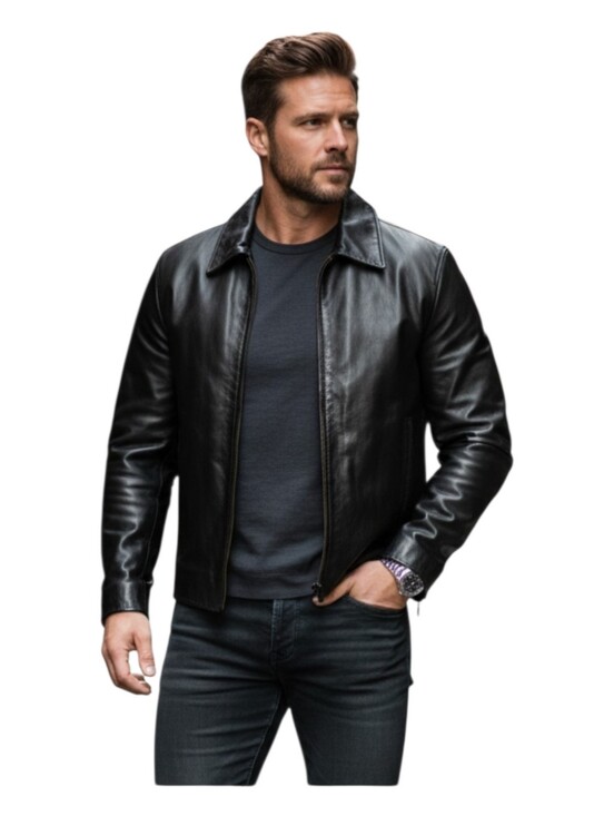 Danier Other - Danier Men's Black Classic Leather Zip-Front Jacket Size 6-8